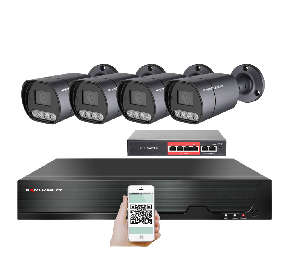 4 kamerov IP systm IP XM-410B-Ext. 4MPx s externm PoE napjenm