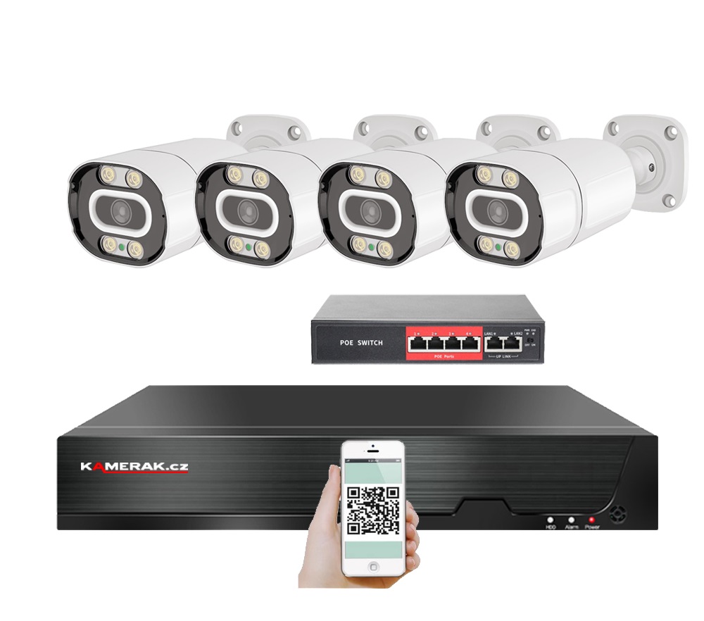 4 kamerov IP systm IP XM-403B-Ext. 4MPx s externm PoE napjenm