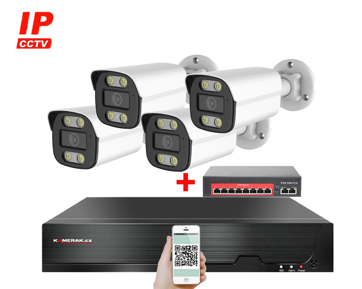 4 kamerov IP systm IP XM-414B-Ext. 4MPx s externm PoE napjenm