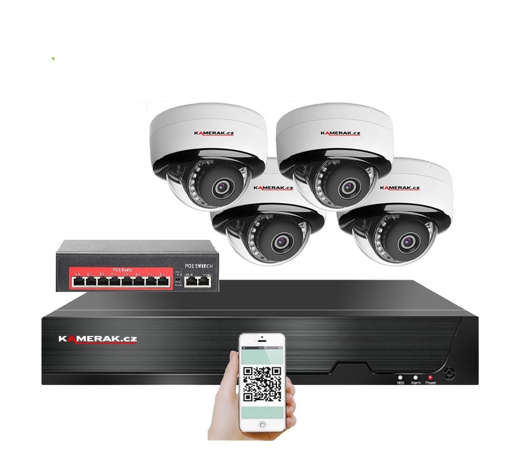 4 kamerov IP systm IP XM-405D-Ext. 8MPx s externm PoE napjenm