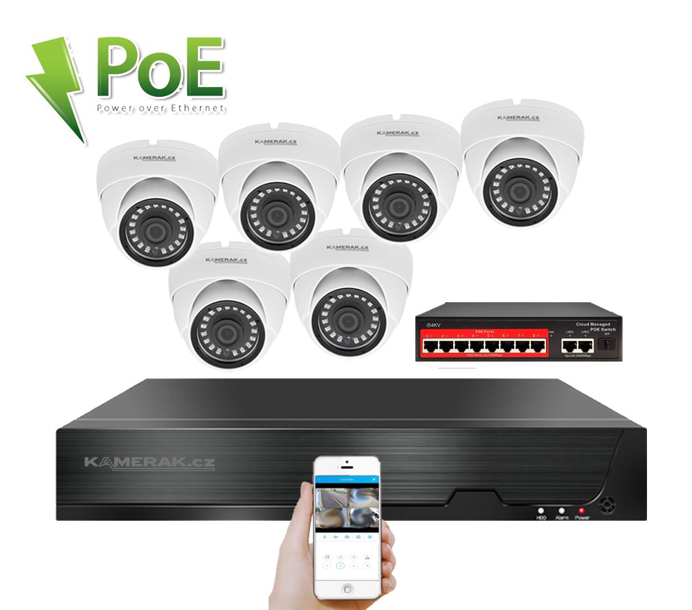 IP 6 kamerov� set s extern�m PoE XM-602B-Ext. 4MPx, CZ menu - 10890 K�