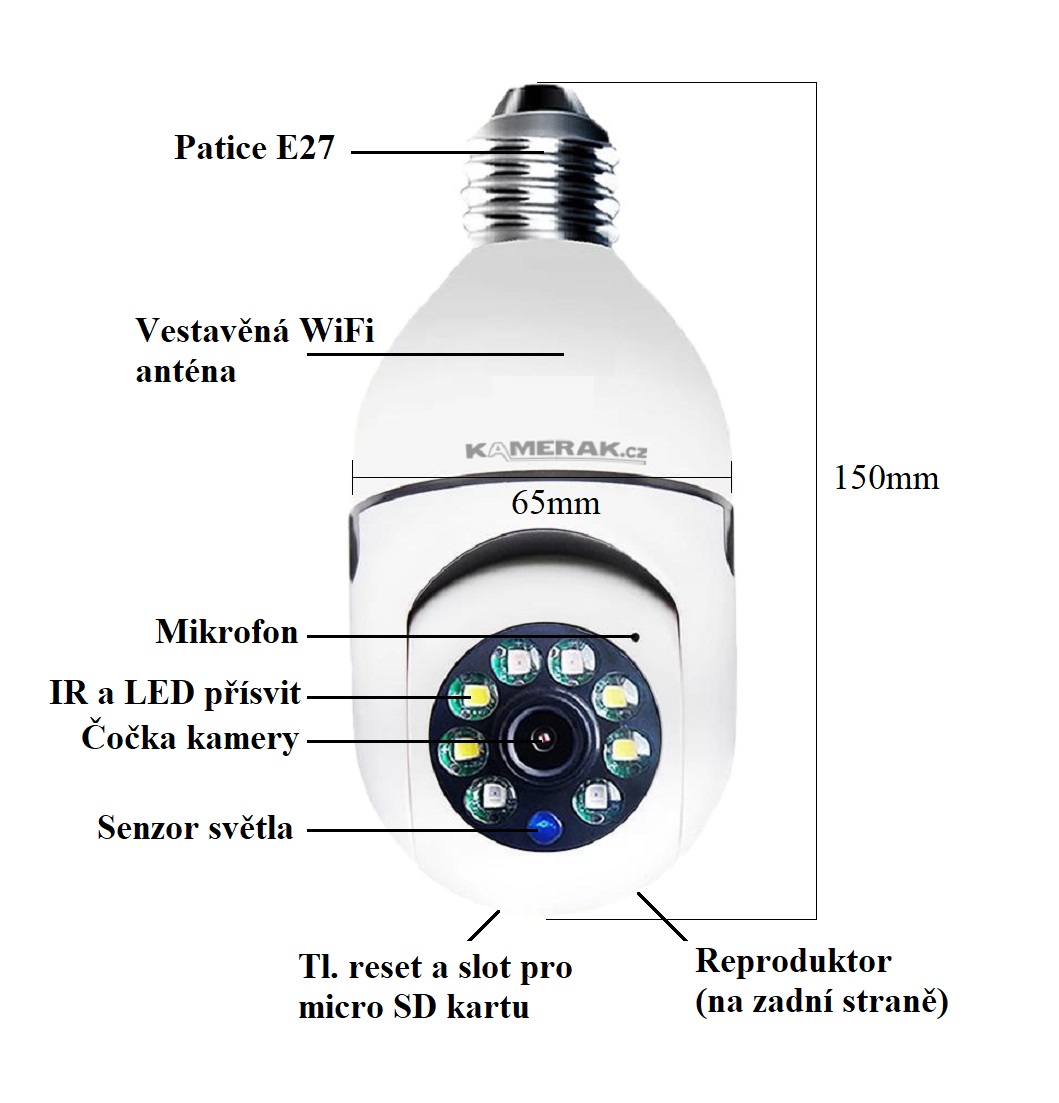 Oton P2P kamera HYF-Q01 app Tuya do objmky E27