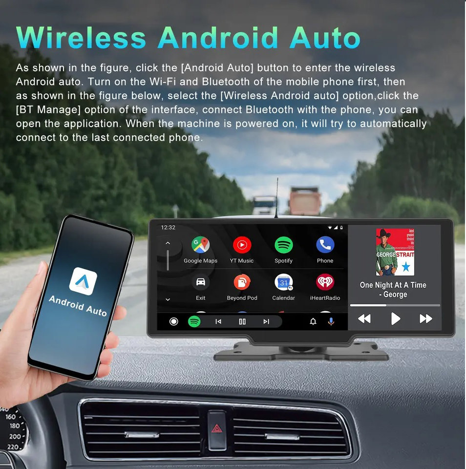 Multifunkční LCD Display 10" A3247 s CarPlay & Android Auto – Váš chytrý společník na cesty