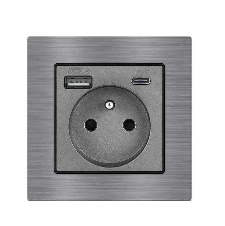 UNIC Elektrick zsuvka 230V+USB+USB C 5V Rychl nabjen, v rmeku 82mm, slitina hlinku ed