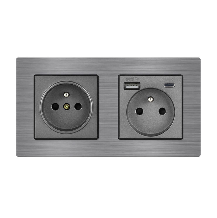 UNIC Elektrick zsuvka 2x230V+USB+USB C 5V/2,1A (rychl nabjen) v rmeku 153mm, slitina hlinku ed