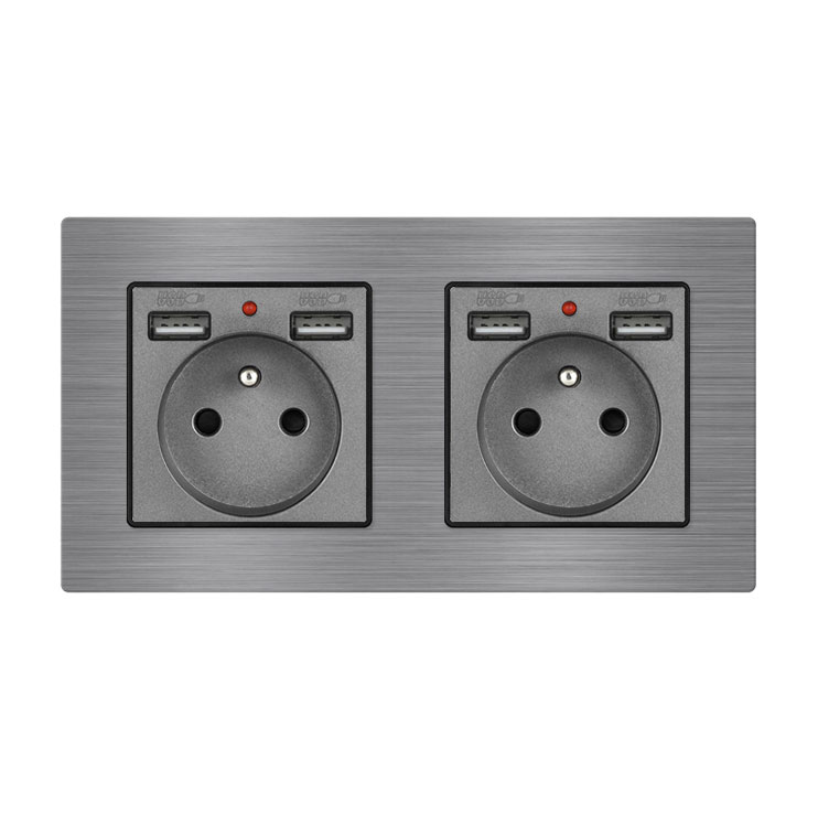UNIC Elektrick zsuvka 2x (230V+2xUSB 5V/2,1A) v rmeku 153mm, slitina hlinku ed