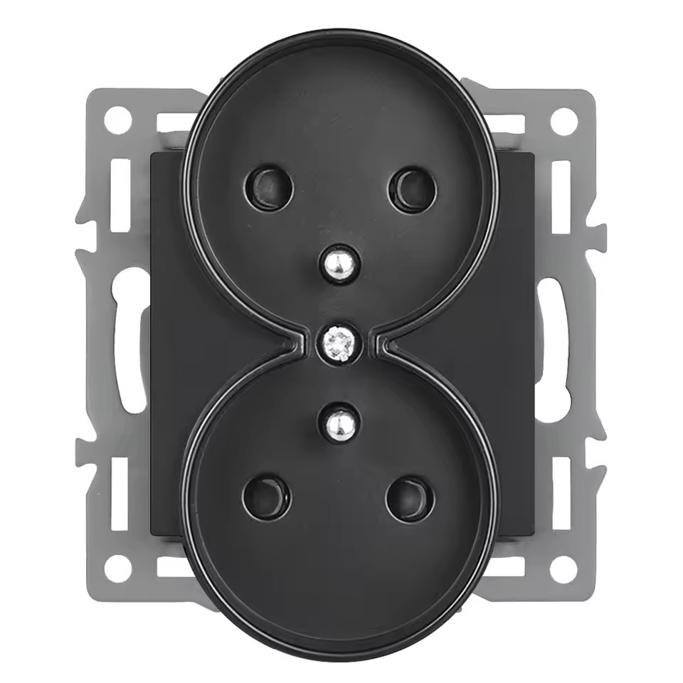 modul dvojz�suvka MDDZ230V Z�suvka 2x230V 16A, plast �ern� pro r�me�ek 82mm