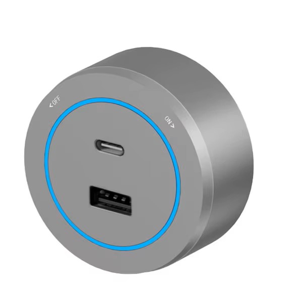 VoltLine Zásuvkový Modul USB+USB-C šedý (68x30mm) pro Nástěnné Lišty