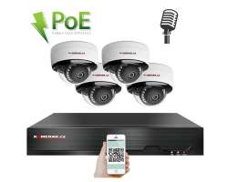 PoE IP 4 kamerový set XM-405B 4MPx, mikrofon, CZ menu - 7990 Kč