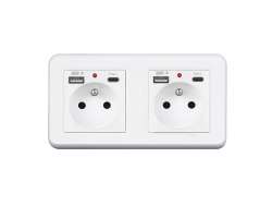 UNIC Elektrick zsuvka 2x (230V+USB+USB C 5V/2,1A) plast bl v rmeku 153mm - 455 K