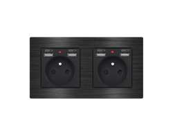 UNIC Elektrick zsuvka 2x (230V+2xUSB 5V/2,1A) v rmeku 153mm slitina hlinku ern - 454 K