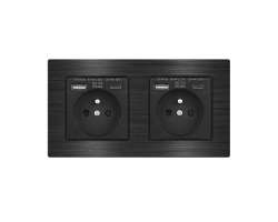 UNIC Elektrick zsuvka 2x (230V+USB+USB C 5V/2,1A) Rychl nabjen, v rmeku 153mm, slitina hlinku ern - 624 K