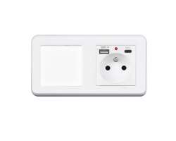 UNIC Elektrick zsuvka (230V+USB+USBc 5V) + vypna jednoplov .1 v rmeku 153mm, plast bl - 316 K