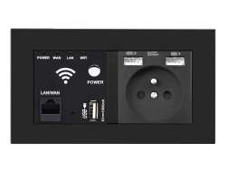 SRAN zásuvka WiFi socket + zásuvka 230V+2xUSB  5V/2,1A v rámečku, plast černý - 733 Kč