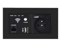 SRAN zásuvka WiFi socket + zásuvka 230V+USB+USB C v rámečku, plast černý - 763 Kč