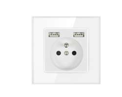 SRAN Elektrick zsuvka 230V+2*USB 5V/2.1A sklo bl - 187 K