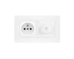 SRAN Elektrick zsuvka 230V + LED oton stmva 230V/1A v rmeku 147mm, sklo bl - 179 K