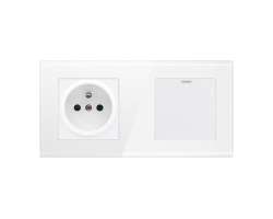 SRAN Elektrick zsuvka 230V 5V/2,1A + vypna schodiov/kov v rmeku 172mm, sklo bl irok - 161 K