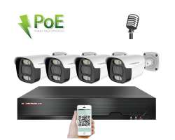 4K PoE IP 4 kamerový set XM-414D 8MPx, mikrofon, CZ menu - 10590 Kč