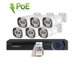 PoE IP 6 kamerový set XM-603A 4MPx s bílým LED přísvitem, CZ menu - 10290 Kč