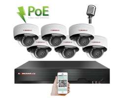 PoE IP 6 kamerový set XM-605B 4MPx, mikrofon, CZ menu - 11590 Kč