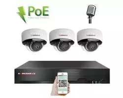 PoE IP 3 kamerový set XM-305B 4MPx, mikrofon, CZ menu - 6590 Kč