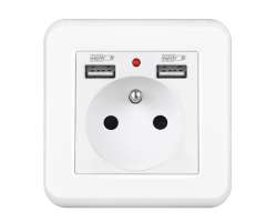 UNIC Elektrick zsuvka 230V+2*USB 5V/2.1A plast bl - 199 K