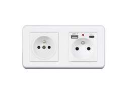 UNIC Elektrick zsuvka 2x230V+USB+USB C 5V/2,1A plast bl v rmeku 153mm - 306 K