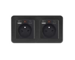 UNIC Elektrick zsuvka 2x (230V+USB+USB C 5V/2,1A) plast ern v rmeku 153mm - 437 K