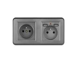 UNIC Elektrick zsuvka 2x230V+2xUSB 5V/2.1A plast ed v rmeku 153mm - 282 K