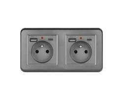 UNIC Elektrick zsuvka 2x (230V+USB+USB C 5V/2,1A) plast ed v rmeku 153mm - 437 K
