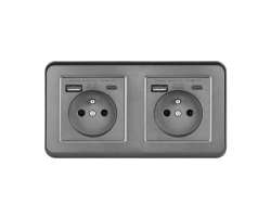 UNIC Elektrick� z�suvka 2x (230V+USB+USB C 5V/2,1A) rychl� nab�jen�, plast �ed� v r�me�ku 153mm - 578 K�