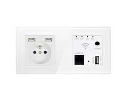 SRAN Zsuvka 230V+2xUSB 5V/2,1A + WiFi socket v rmeku, sklo bl - 668 K