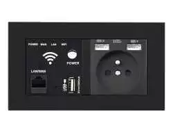 SRAN zásuvka WiFi socket + zásuvka 230V+2xUSB  5V/2,1A v rámečku, plast černý - 733 Kč