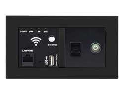 SRAN Zásuvka WiFi socket + RJ45+TV včetně rámečku, plast černý - 624 Kč