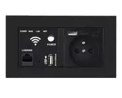 SRAN zásuvka WiFi socket + zásuvka 230V+USB+USB C v rámečku, plast černý - 763 Kč