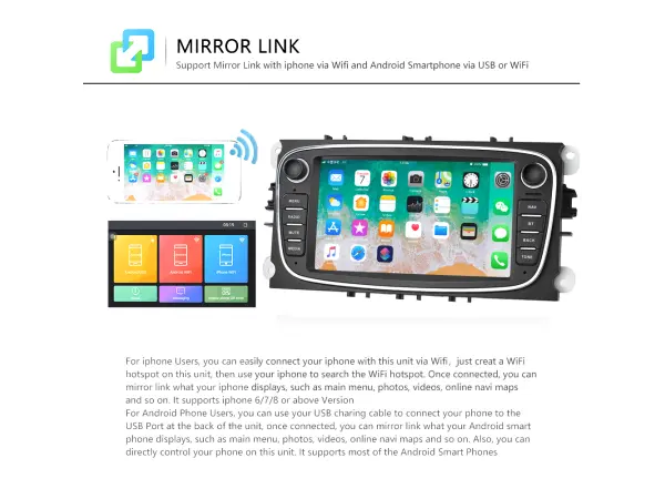 autoradio 7" q3196kt  android 8.1 - podpora bt gps wifi pro ford focus mondeo c-max