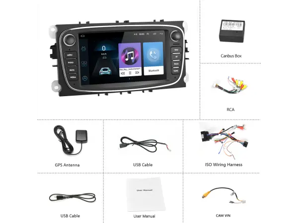 autoradio 7" q3196kt  android 8.1 - podpora bt gps wifi pro ford focus mondeo c-max