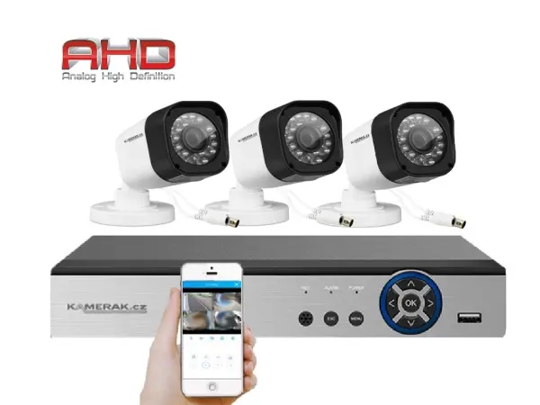 3 kamerovy set ahd wn3-50a 2mpx 1080p, h.265, cz menu