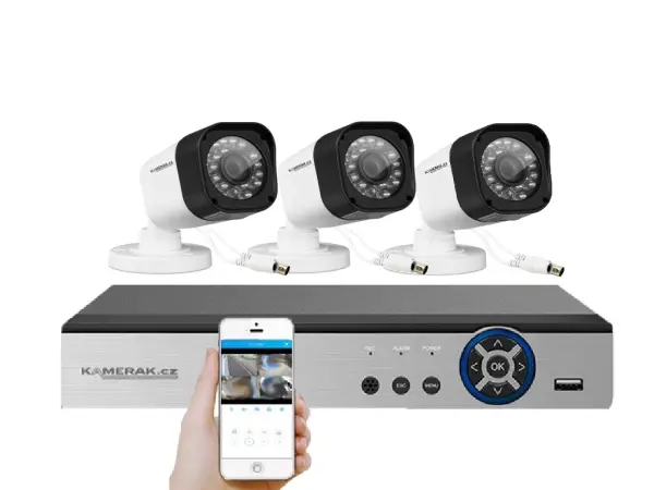 3 kamerovy set ahd wn3-50a 2mpx 1080p, h.265, cz menu