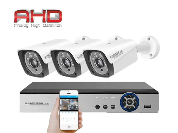 3 kamerov� AHD set HE3-60A 2Mpx 1080p, H.265, CZ menu