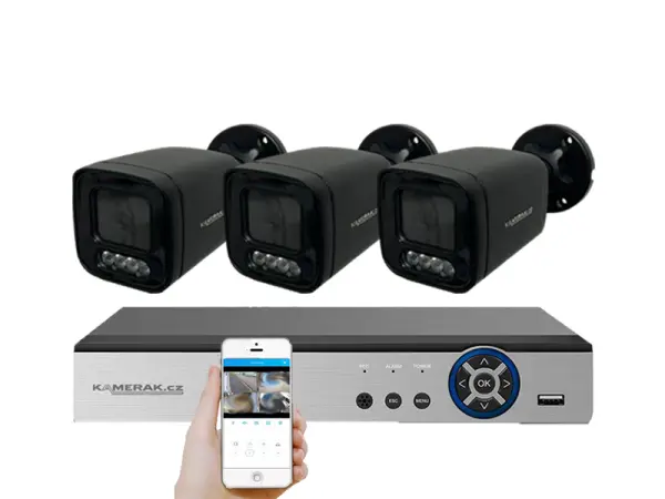 3 kamerov� AHD set HE3-56E 5Mpx 1920p, H.265, CZ menu