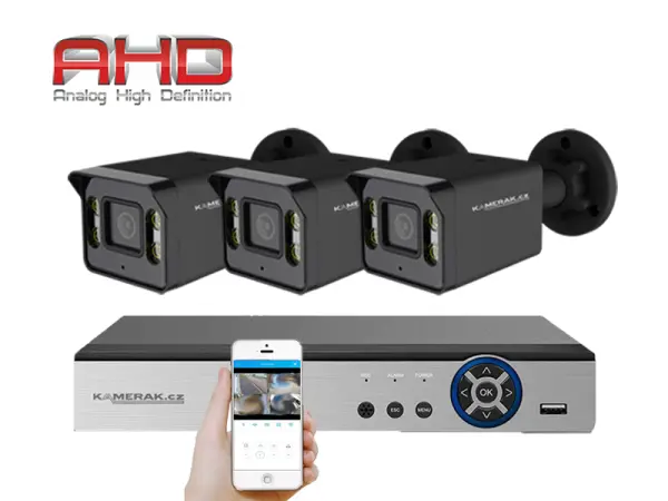 3 kamerov� AHD set HE3-57E 5Mpx 1920p, H.265, CZ menu