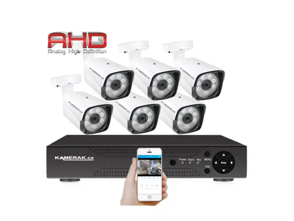 6 kamerovy set ahd wn6-60a-1080p 2mpx, cz menu