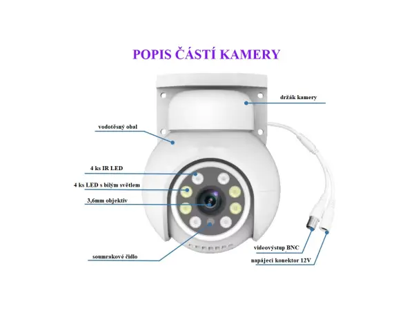 6 kamerový set AHD WN6-089A PTZ 2Mpx, CZ menu