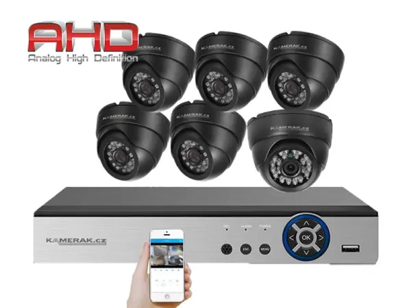 6 kamerovy ahd set he6-52e 5mpx  s mic. 5mpx 1920p, h.265, cz menu