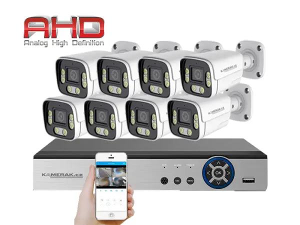 8 kamerovy ahd set he8-54e 5mpx 1920p, h.265, cz menu