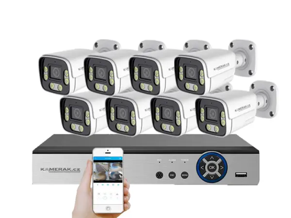 8 kamerovy ahd set he8-54e 5mpx 1920p, h.265, cz menu