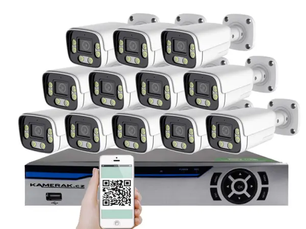 12 kamerov� AHD set HE12-54E 5Mpx 1920p, H.265, CZ menu