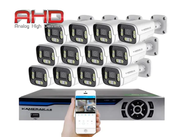 12 kamerov� AHD set HE12-54E 5Mpx 1920p, H.265, CZ menu
